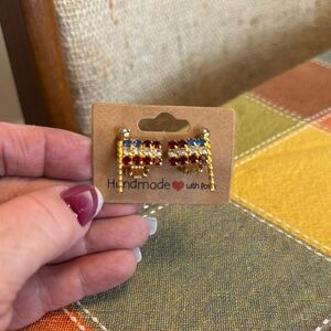 Vintage Albert Flag Crystal Clip-on Earrings
